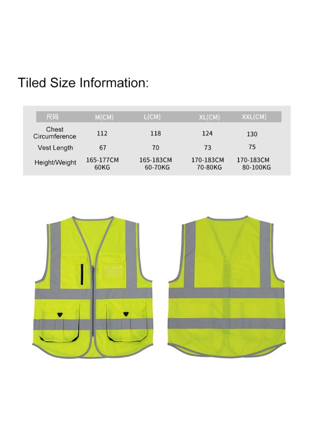 High Visibility Reflective Safety Work Vest With Multiple Pocket Green/Black L