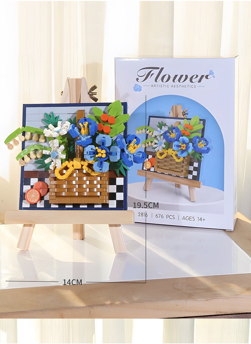 Flower 3D Picture Decorations Painting Building Blocks Artificial Flowers Toy Kit,Unique Home Decor Creative Toys,Assembly Toys