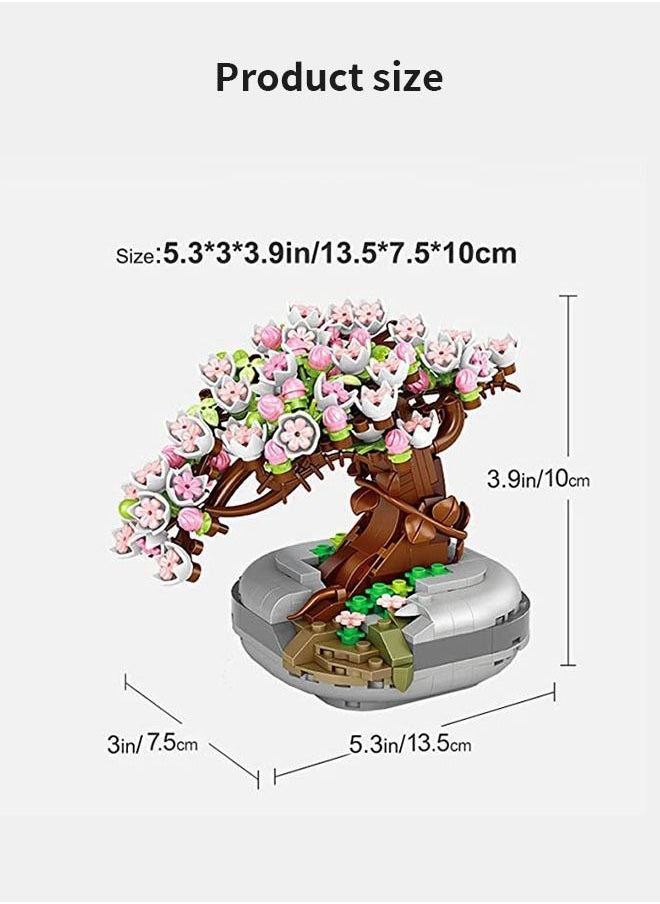 426PCS Plant Sakura Building Block,Bonsai Model Creative DIY Simulation Succulent Flower Artificial Flowers Botanical Construction Brick Toys for Home Decoration,Kids Party Supplies, Birthda