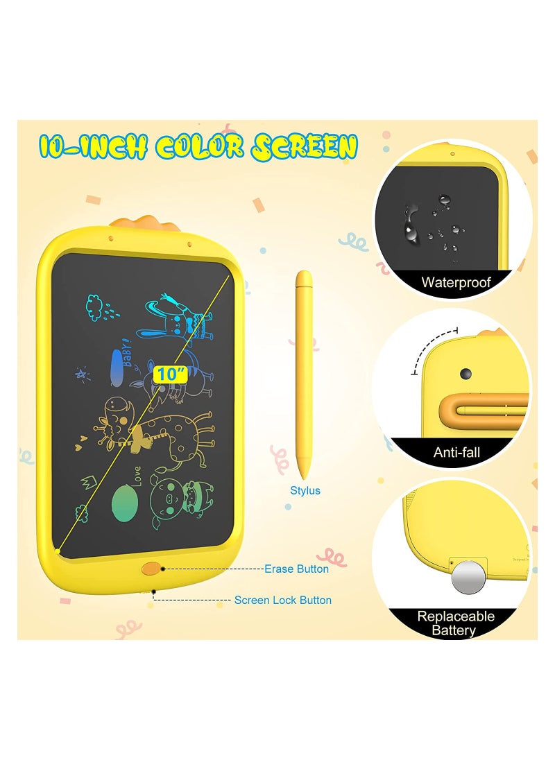 KASTWAVE LCD Writing Tablet 10 Inch Kids Drawing Pad, Colorful Screen Doodle Board for Toddlers, Traveling Gift Toys for 3..7 Year Old Boys Girls Preschool Birthday Gift Age 3..7 (Yellow)