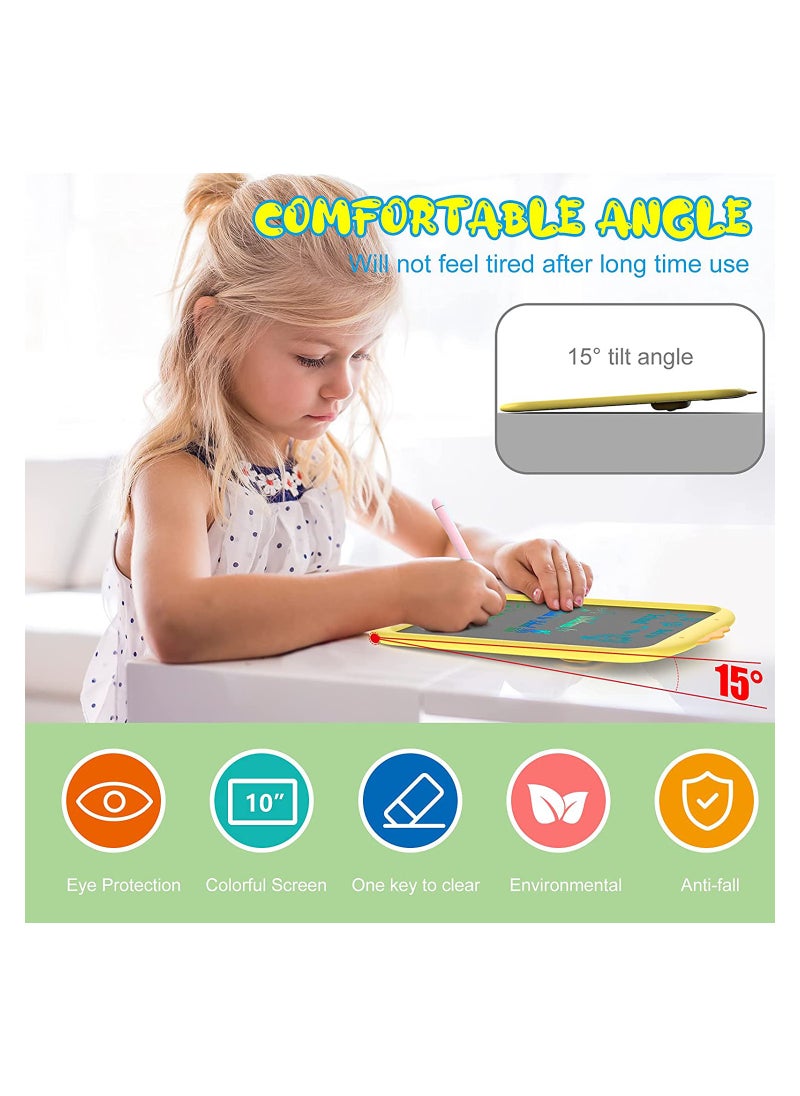 KASTWAVE LCD Writing Tablet 10 Inch Kids Drawing Pad, Colorful Screen Doodle Board for Toddlers, Traveling Gift Toys for 3..7 Year Old Boys Girls Preschool Birthday Gift Age 3..7 (Yellow)