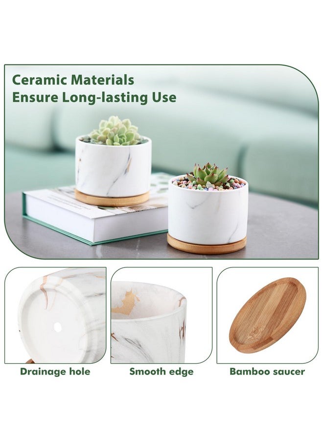 3.5 Inch Ceramic Pot Succulent Pots With Drainage Holes Pots For Succulents Indoor Terracotta Pots Set Of 4 Succulent Planters With Tray Shallow Planter Mini Pots For Plants