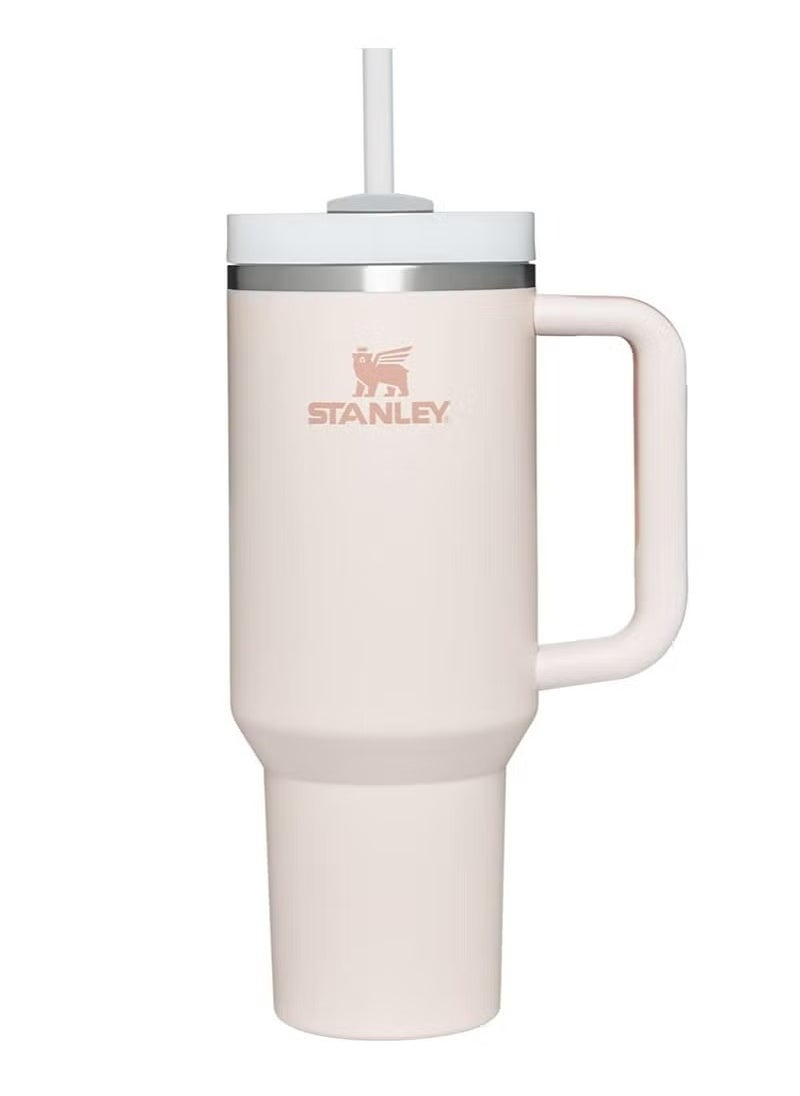 40oz Stanley Quencher H20 Flowstate Stainless Steel Vacuum Insulated Tumbler with Lid and Straw for Water, Iced Tea or Coffee, Smoothie and More, Cream (Rose Quartz)