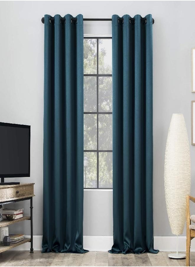 Sun Zero Nordic 2-pack Theater Grade Extreme 100% Blackout Grommet Curtain Panel Pair, 52