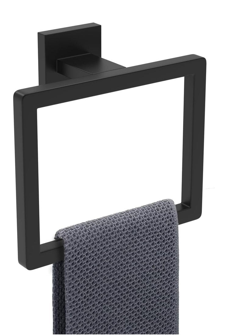 Hand Towel Holder for Bathroom,  Stainless Steel Square Towel Ring, Towel Ring Holder Brushed Matte Black