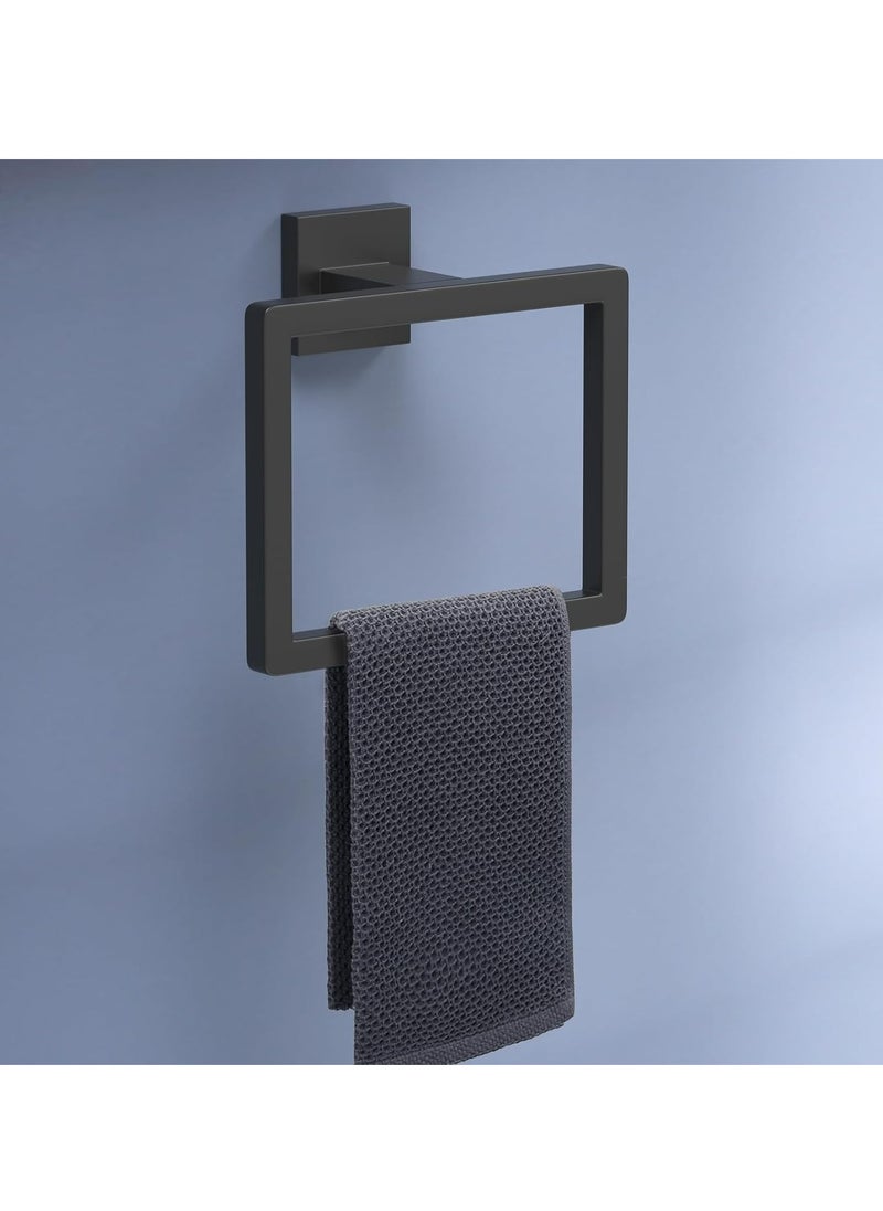 Hand Towel Holder for Bathroom,  Stainless Steel Square Towel Ring, Towel Ring Holder Brushed Matte Black