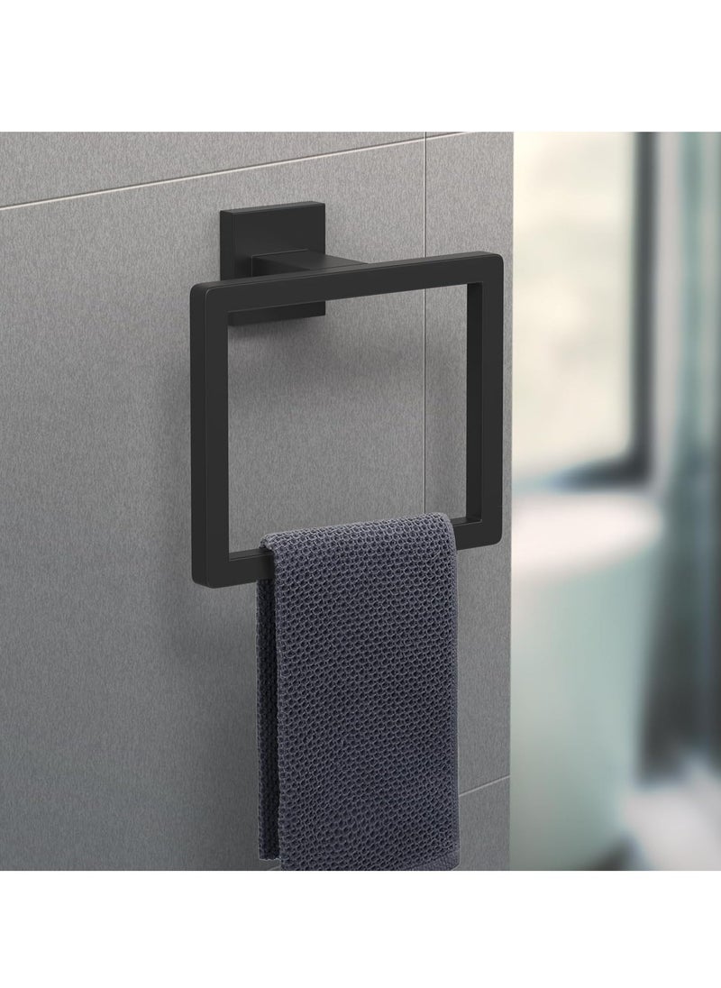 Hand Towel Holder for Bathroom,  Stainless Steel Square Towel Ring, Towel Ring Holder Brushed Matte Black