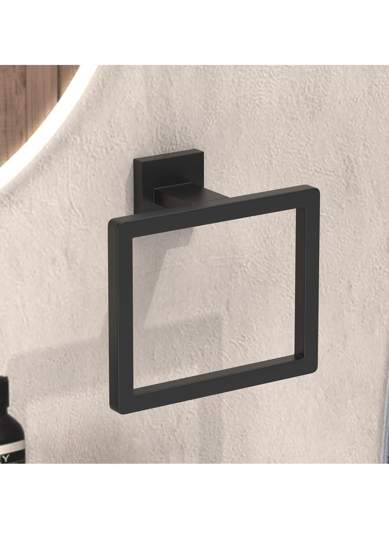 Hand Towel Holder for Bathroom,  Stainless Steel Square Towel Ring, Towel Ring Holder Brushed Matte Black