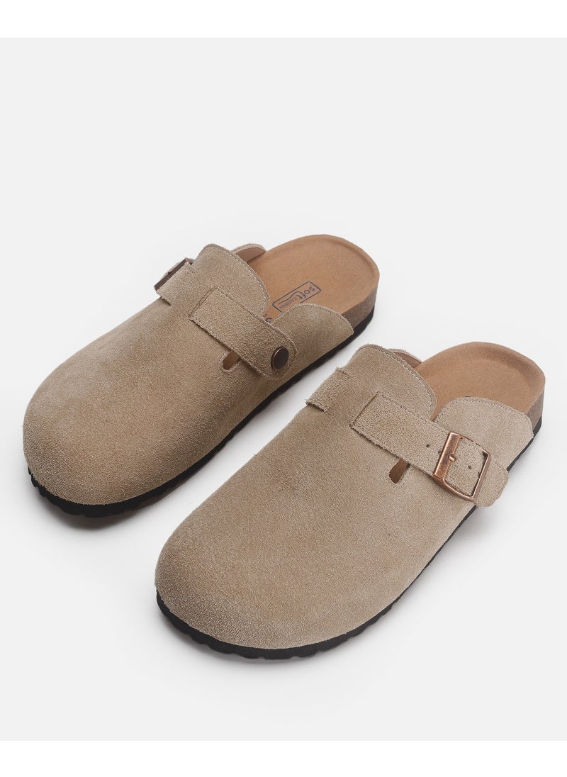 Suede Clogs Potato Shoes Cork Footbed Sandals Comfort Mules Slip On Slippers Khaki