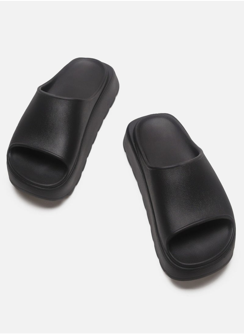 Pillow Slippers Thick Sole Non Slip Outdoor Beach Slippers Black