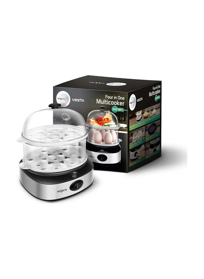 Wipro Vesta 360 Watt 4 in 1 Multicooker Egg Boiler|Concurrent Cooking|Boils up to 14 Eggs at a time |Steam Rice, Poach Eggs, Cook Vegetable & Boil Egg|3 Boiling Modes|2 Year Product Warranty