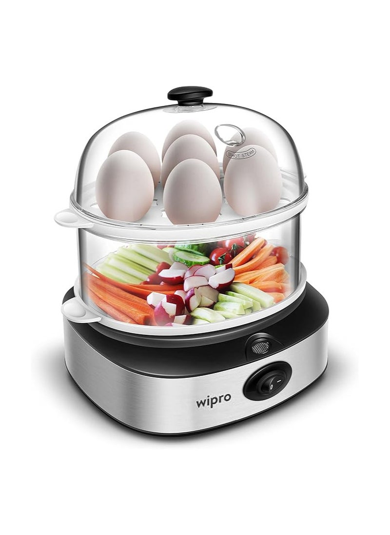 Wipro Vesta 360 Watt 4 in 1 Multicooker Egg Boiler|Concurrent Cooking|Boils up to 14 Eggs at a time |Steam Rice, Poach Eggs, Cook Vegetable & Boil Egg|3 Boiling Modes|2 Year Product Warranty