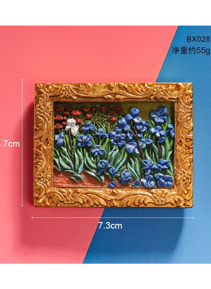 Italian Refrigerator Sticker Imitates World Famous Painting Van Gogh Series Starry Sky Sunflower Nordic Ins 3D Resin Magnetic