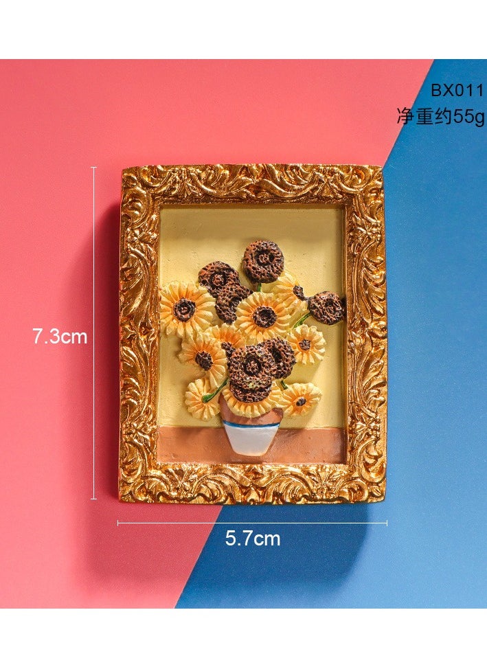 Italian Refrigerator Sticker Imitates World Famous Painting Van Gogh Series Starry Sky Sunflower Nordic Ins 3D Resin Magnetic