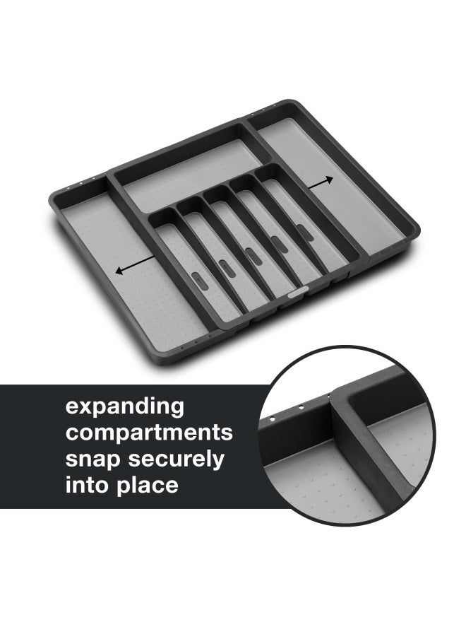 Madesmart Expandable Silverware Tray - Granite   Classic Collection   8-Compartments   Kitchen Organizer   Soft-Grip Lining   Easy To Clean   Bpa-Free