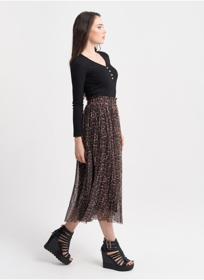 Leopard Print Chiffon Maxi Skirt - Elegant and Stylish Statement for Every Occasion