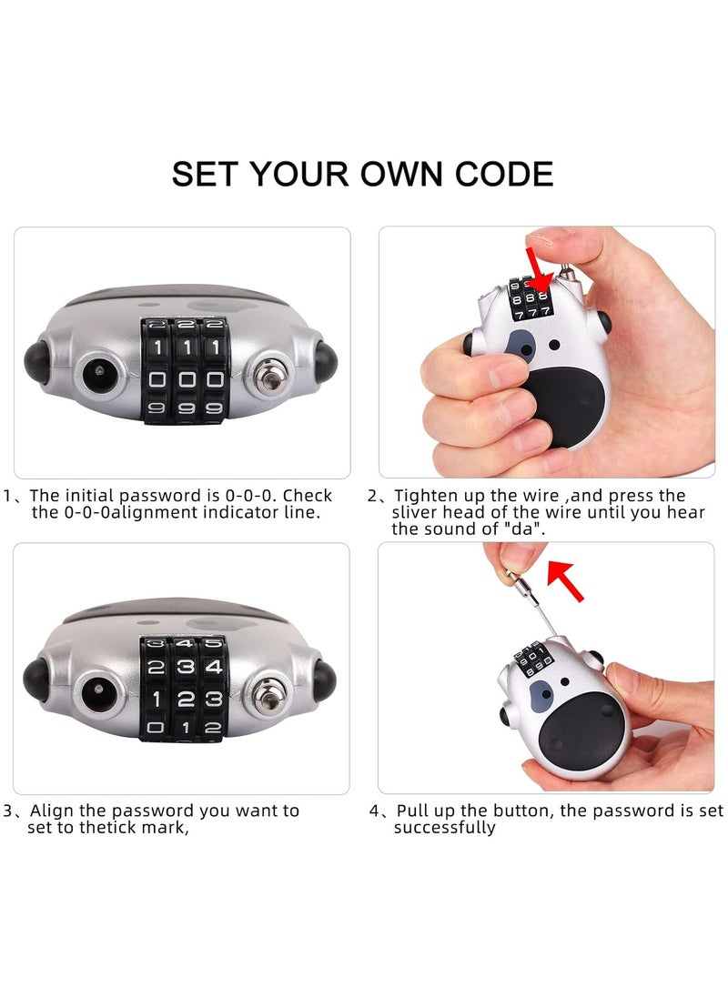 Wire Combination Lock Cable Retractable