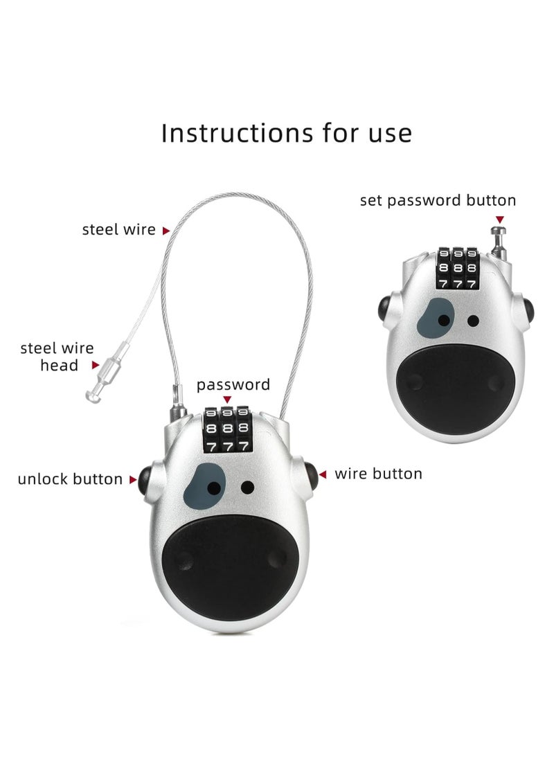 Wire Combination Lock Cable Retractable