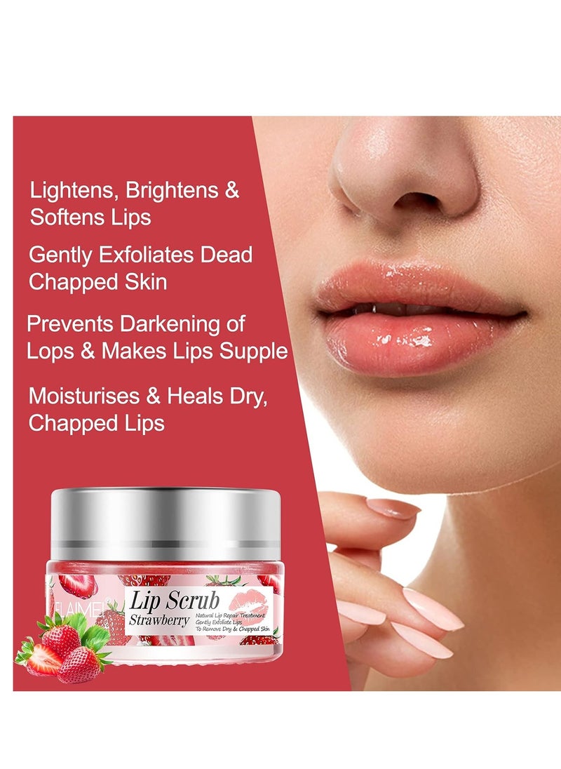 Lip Scrub, Exfoliator Moisturizer Lip Sugar Scrub Moisturizing Collagen Lip Balm Mask Night Sleep Lip Mask Effectively Moisturizes And Repairs Dry Lips Lip Treatment - Strawberry