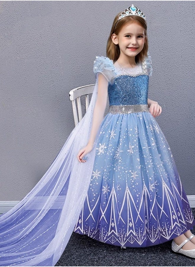 Princess Dress Set with 8 PCS Accessaries, Princess Costume with Removable Cape, Elegant Princess Dress Up Costume for Girls, Great for Fancy Dress Parties, Birthdays, Prom Outfits and Cosplay Activ