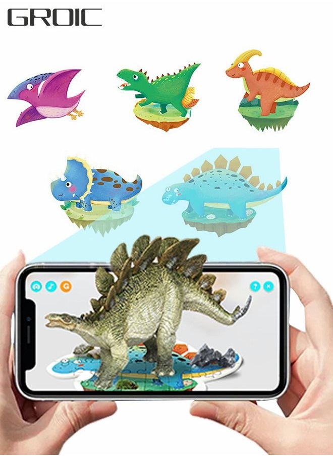 Puzzles for Kids,Dinosaurs Jigsaw Book, APP Interactive AR Toddler Busy Book,Quiet Book Realistic Dino Toys,STEM Learning Education Montessori