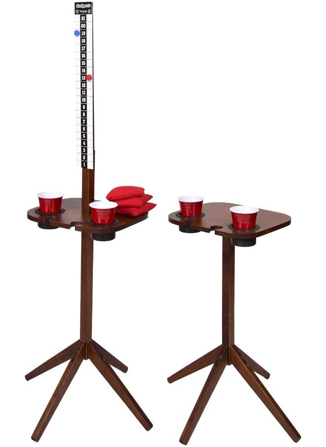 GoSports Dark Stain Scorecaddy Outdoor Game Score Keeper & Drink Stand Set