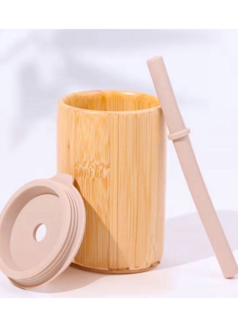 Bamboo Toddler Sippy Cup with Silicone Straw - BPA-Free, Eco-Friendly Baby and Kids Drinking Sipper Cup, 170ml (Pale Mauve)