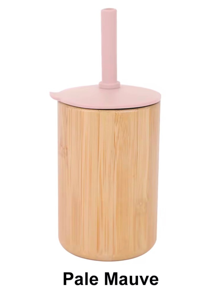 Bamboo Toddler Sippy Cup with Silicone Straw - BPA-Free, Eco-Friendly Baby and Kids Drinking Sipper Cup, 170ml (Pale Mauve)