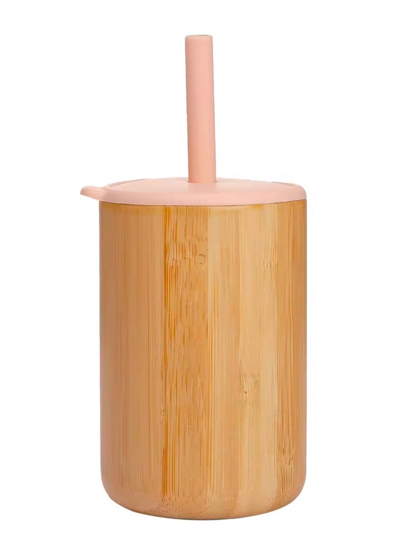 Bamboo Toddler Sippy Cup with Silicone Straw - BPA-Free, Eco-Friendly Baby and Kids Drinking Sipper Cup, 170ml (Pale Mauve)