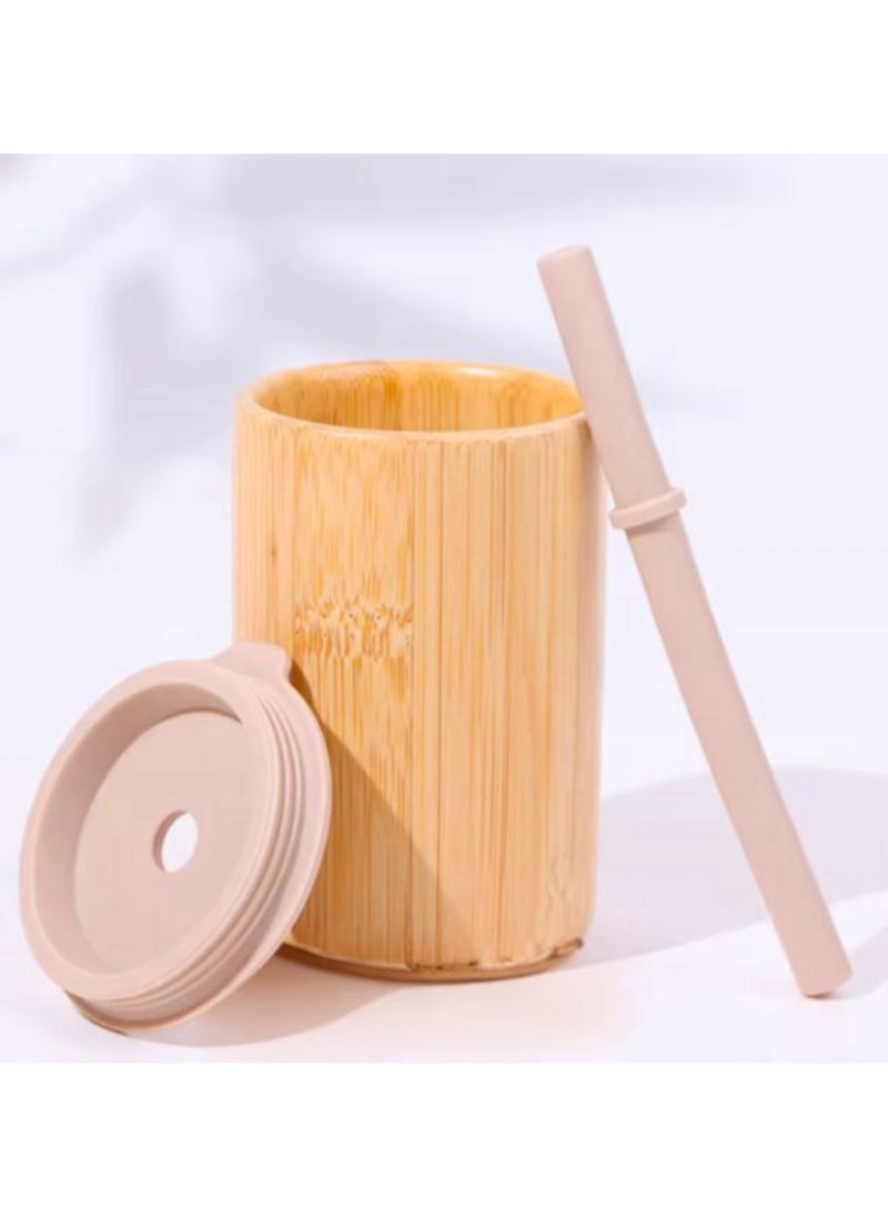 Bamboo Toddler Sippy Cup with Silicone Straw - BPA-Free, Eco-Friendly Baby and Kids Drinking Sipper Cup, 170ml (Pale Mauve)