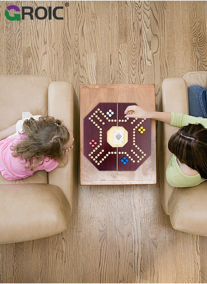 Jackaroo Board Game,Folding Wooden Game for 4 Players with 16 Marbles and Cards,40 cm x 40 Size,Jackaroo Family Marble