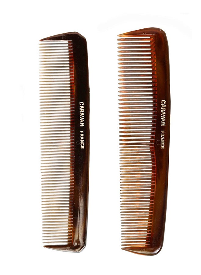 Set Of 2 Tortoise Shell Comb Brown