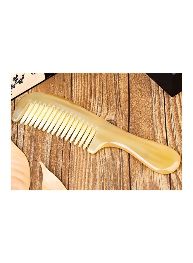 Wide Tooth Hair Comb With Handle Beige 7.5inch
