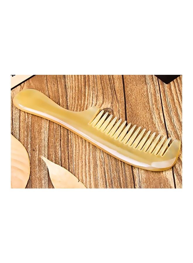 Wide Tooth Hair Comb With Handle Beige 7.5inch