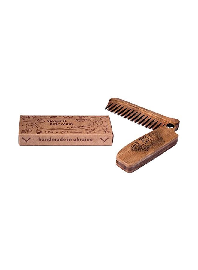 Wooden Beard And Hair Comb Brown