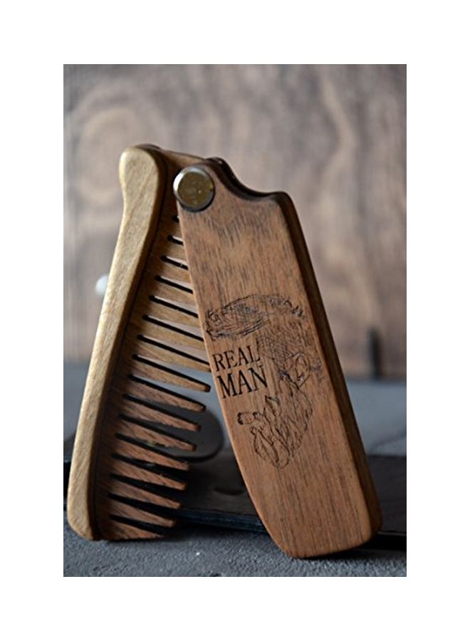 Wooden Beard And Hair Comb Brown