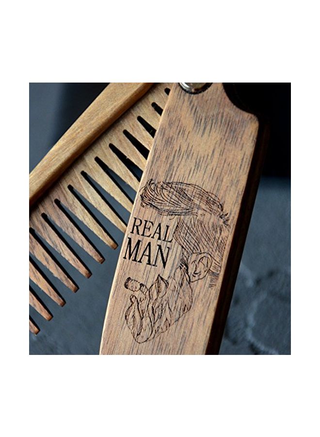 Wooden Beard And Hair Comb Brown