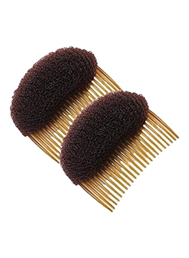 2-Piece Hair Decoration Comb With Sponge Brown 3.3inch