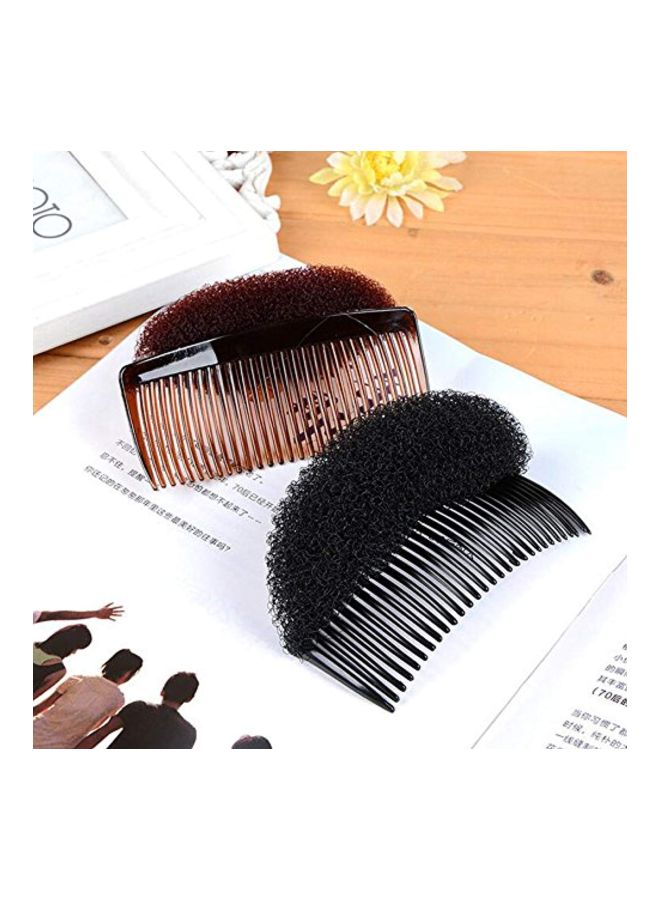 2-Piece Hair Decoration Comb With Sponge Brown 3.3inch