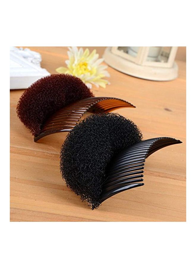 2-Piece Hair Decoration Comb With Sponge Brown 3.3inch