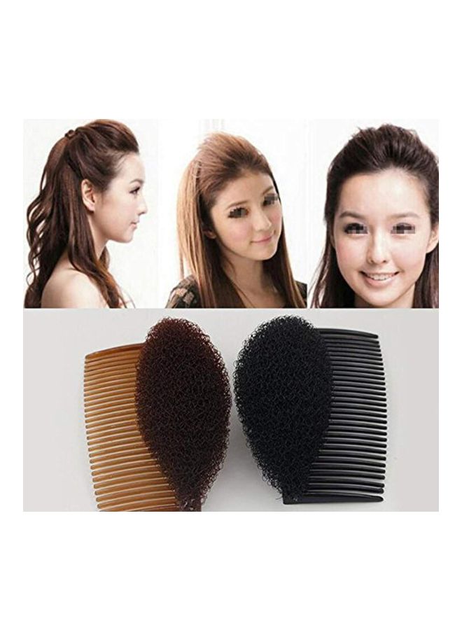 2-Piece Hair Decoration Comb With Sponge Brown 3.3inch