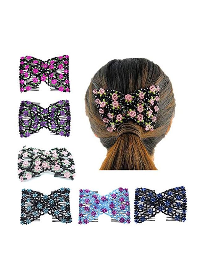 6-Piece Double Stretching Comb Set Pink/Blue/Purple