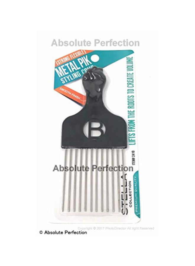 Metal Pik Styling Comb Black/Silver