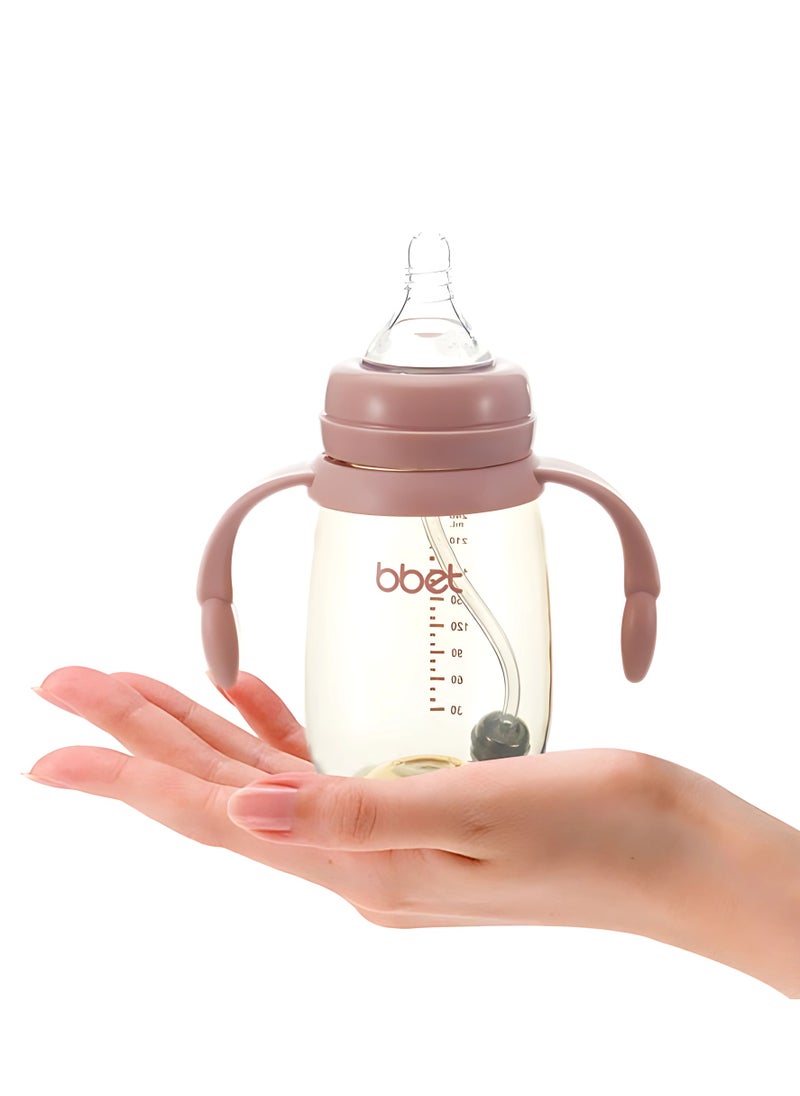 Twisoo Baby Feeding Bottle Wide Neck PPSU, 240ML – BPA-Free Baby Feeder, Milk Powder Feeding Bottle for Infants, Durable, Lightweight, Leak-Proof Design, Safe for Newborns and Toddlers (pink)