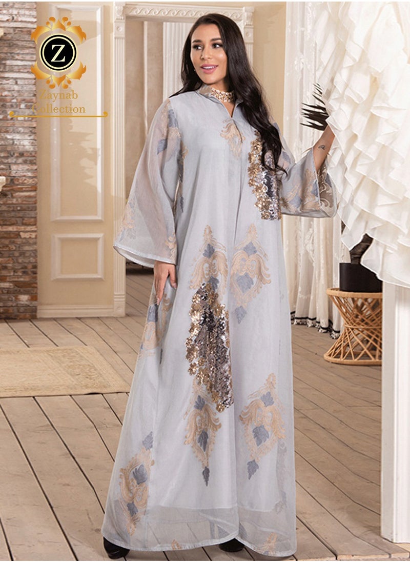 Zaynab Women Luxury Bead Embroidered Robe Dresses Exclusive Styles Modern Abaya Middle East Arabic Wedding Party Dress Women's Festival Abaya