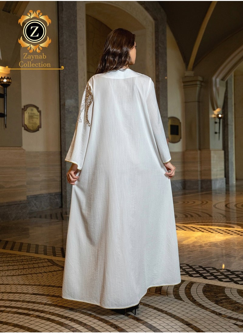 Zaynab Women Luxury Bead Embroidered Robe Dresses Exclusive Styles Modern Abaya Middle East Arabic Wedding Party Dress Women's Festival Abaya