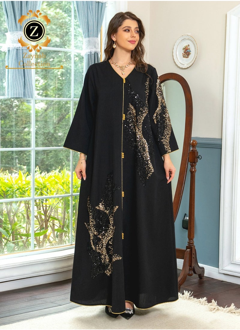 Zaynab Women Luxury Bead Embroidered Robe Dresses Exclusive Styles Modern Abaya Middle East Arabic Wedding Party Dress Women's Festival Abaya