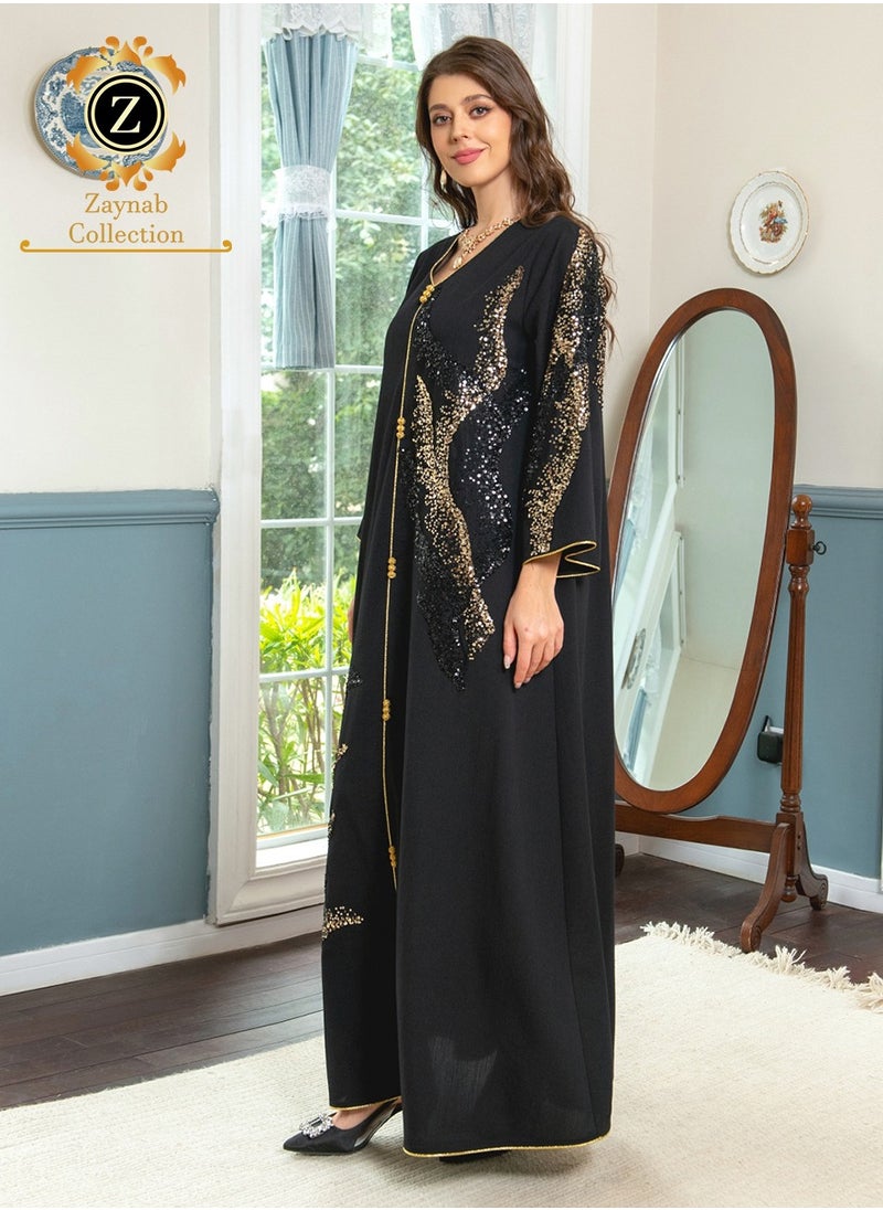 Zaynab Women Luxury Bead Embroidered Robe Dresses Exclusive Styles Modern Abaya Middle East Arabic Wedding Party Dress Women's Festival Abaya