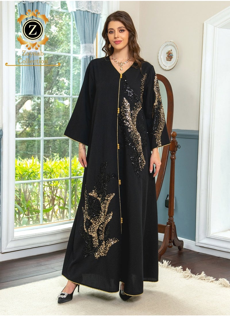 Zaynab Women Luxury Bead Embroidered Robe Dresses Exclusive Styles Modern Abaya Middle East Arabic Wedding Party Dress Women's Festival Abaya