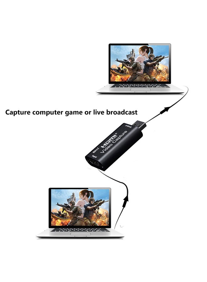 USB 2.0 HDMI One-Channel Video Capture Card 1080P HD Live Streaming Recorder Box Black